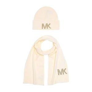 Michael Kors Womens Cream Knit Dome Studded Beanie Hat and Scarf 2 Pc Set New